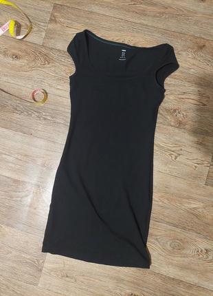 Плаття чорне класичне котонове до колін1 фото