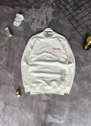 Чоловічий світшот off-white на весну у білому кольорі з принтом premium якості, стильний та зручний світшот на кожен день