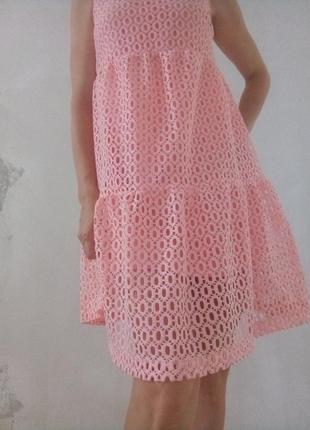 Персиковое платье свободного кроя. можно беременным)2 фото