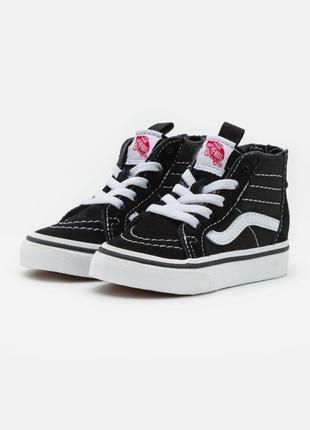 Високі шкіряні кеди vans sk8-hi zip розмір 21 13 см на шнурівці чорні замша