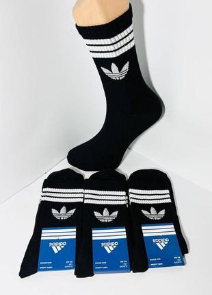Шкарпетки чоловічі 12 пар демісезонні спортивні високі з бавовни adidas туреччина розмір 41-44 чорні