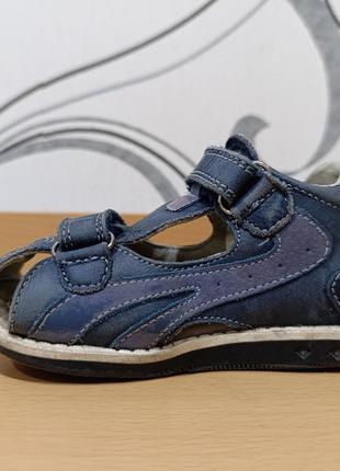 Закрытые босоножки сандалии кожаные синие для мальчика clibee размер 244 фото