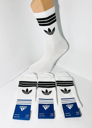 Шкарпетки чоловічі 12 пар демісезонні спортивні високі з бавовни adidas туреччина розмір 41-44 білі