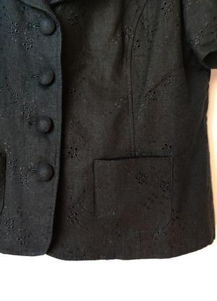 Черный льняной пиджак4 фото