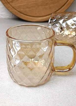 Чайна чашка із золотистим перламутром amber gk-5505