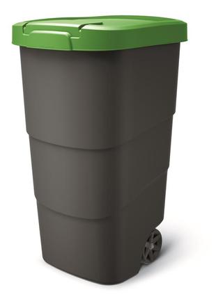 Бак для мусора prosperplast wheeler 110 л, антрацит, зеленая крышка
