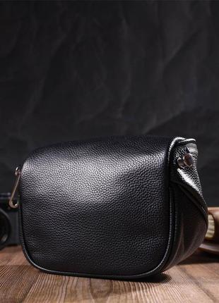 Оригинальная женская сумка через плечо из натуральной кожи 22122 vintage черная7 фото