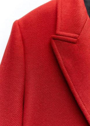 Пальто zara з вовни червоного кольору8 фото