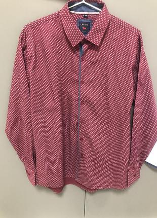 Рубашка принт листики листва листочек бордо джинс повседневная длинный рукав стильная плотная