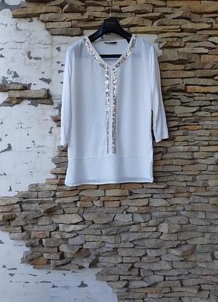 Стильний комбінований з паєтками блузон великого розміру