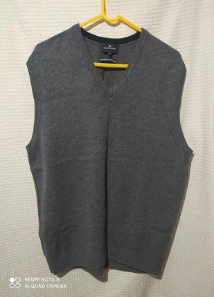 Р8. шерстяная extra fine lambswool woolmark серая безрукавка шерсть ягнят 100