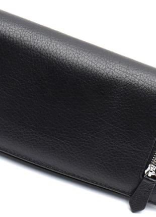 Чорний багатофункціональний чоловічий гаманець з натуральної шкіри st leather st2911 фото