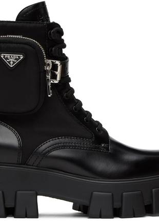 Ботинки женские geometric prada monolith premium, черные (прада монолит)