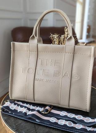 Сумка жіноча марк джейкобс шопер бежевий marc jacobs tote bag великий