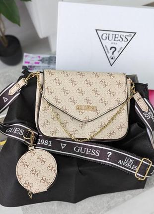 Сумка женская   guess  молочная гесс кросс-боди 2 в 11 фото