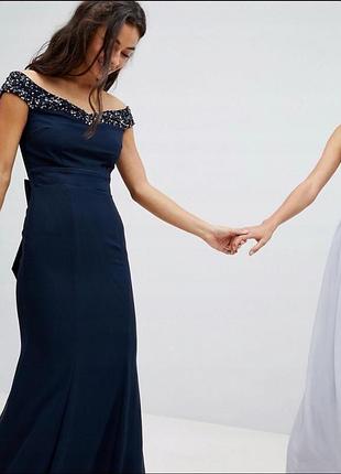 Нарядное длинное платье пайетки макси в пол asos бант maya