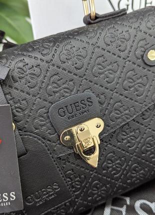 Сумка женская guess гесс мини моногам черная стеганая3 фото