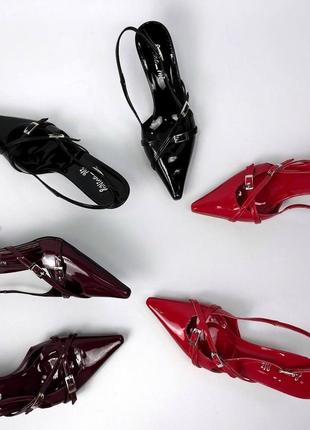 Туфли слингбеки в бордовом красном и черном цвете ❤️❤️❤️1 фото