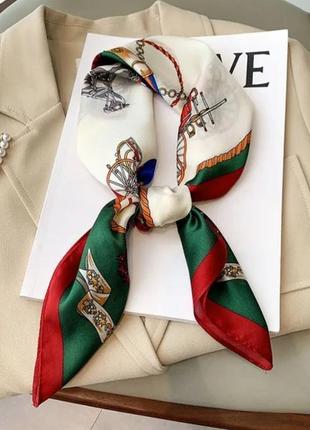 Женский платок 70 на голову шелковый, шелковая повязка на голову или шею, платок женский платок в стиле hermes гермес хермес