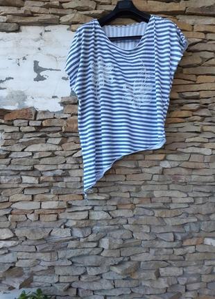 Стильный асимметричный блузон майка большого размера