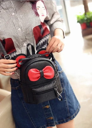 Маленький дитячий жіночий невеликий рюкзак сумочка міккі маус з вушками3 фото