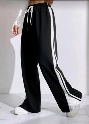 Стильные брюки палаццо с модными лампасами❣️1 фото