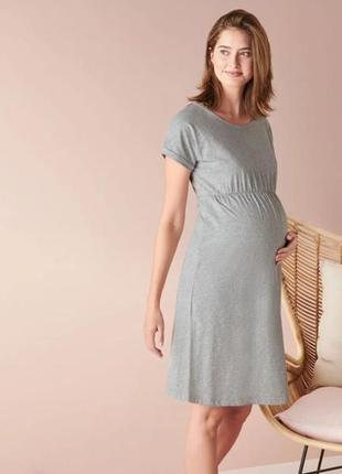 Сукня для вагітних трикотажне плаття з бавовни, esmara  німеччина світло сіре1 фото