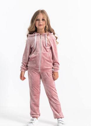 Якісний спортивний прогулянковий велюровий костюм для дівчинки підлітковий пудровий лавандовий беж рожевий коричневий6 фото