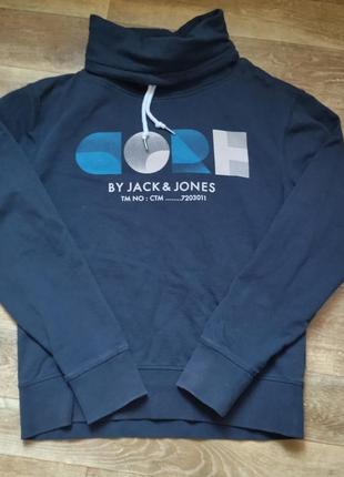 Брендовая толстовка jack&jones, р. s, темно-синего цвета.