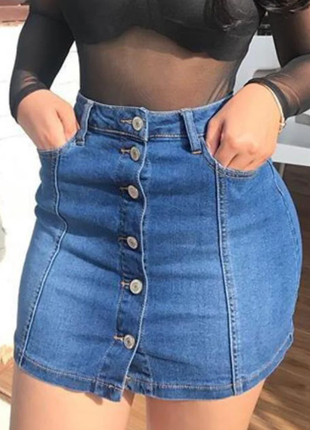 Шикарная мини юбка стильная джинсовая