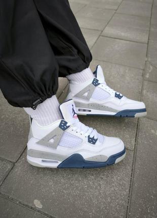 Nike air jordan retro 4 white grey blue