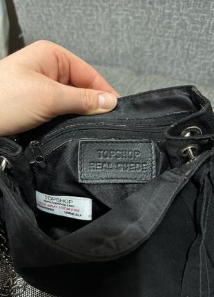 Кожаная черная сумочка на плечо topshop кожаная сумка9 фото