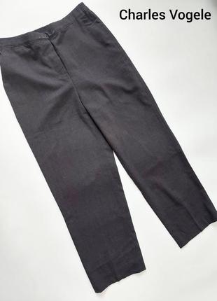 Жіночі темно-сірі класичні штани на резинці з високою посадкою з вкороченою штаниною від  німецького бренду charles vogele