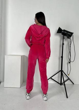 Велюровий спортивний костюм трійка штани топ і кофта на блискавці4 фото