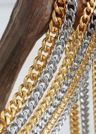 Цепочка 45см. серия титановая сталь, медсталь, позолота