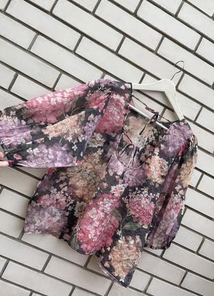Цветочная блузка топ с завязками по спинке h & m7 фото