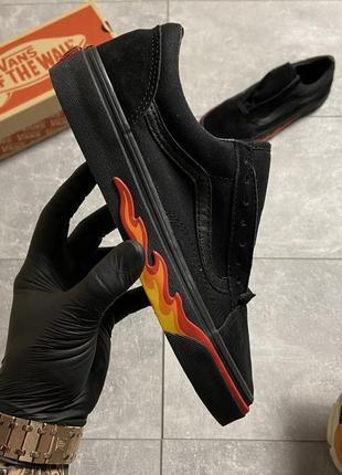 🖤🔥vans old skool black fire🔥🖤кеды ванс олд скул чёрные