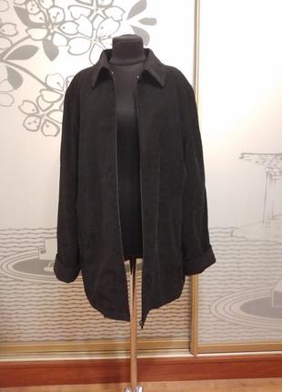 Женская демисезонная замшевая куртка на подкладке большого размера и молнии5 фото