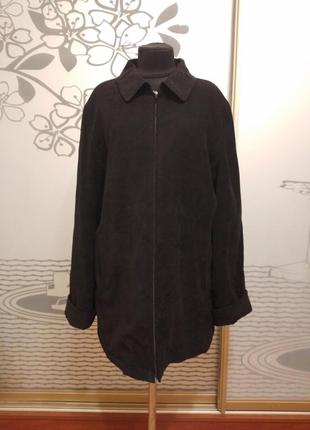 Женская демисезонная замшевая куртка на подкладке большого размера и молнии2 фото