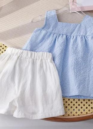 Детский летний комплект, костюм шорты+блузка