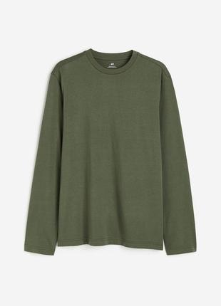 Хлопковый лонгслив h&amp;m regular fit 1029317023