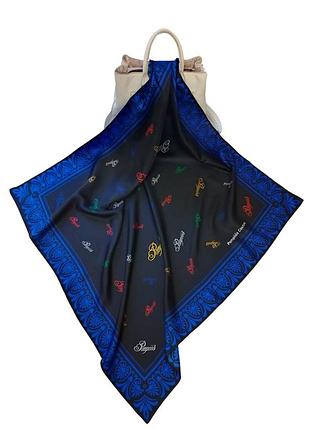 Шелковый платок pompöös couture 90*90 см сине-черный