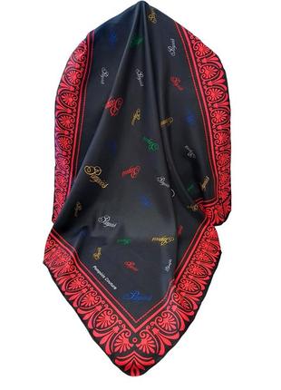 Шелковый платок pompöös couture 90*90 см черно-красный