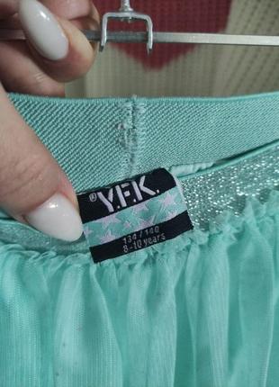 Фатиновая юбка мятного цвета с подкладкой на 8-10 лет4 фото