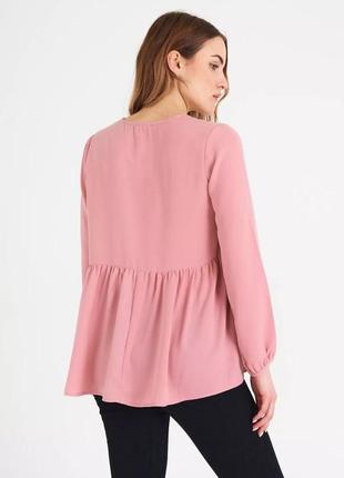 Блуза блузка базовая классическая розовая с длинным рукавом сток day2 фото