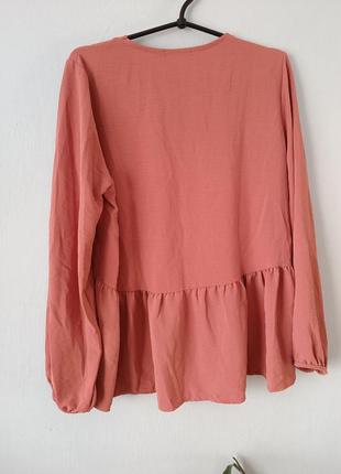 Блуза блузка базовая классическая розовая с длинным рукавом сток day8 фото