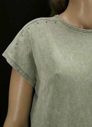 Нове (сток) бавовняне плаття-футболка "bershka" хакі з вареним ефектом розмір s.6 фото