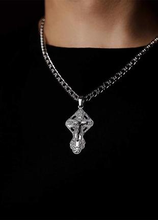 Чоловічий срібний хрест