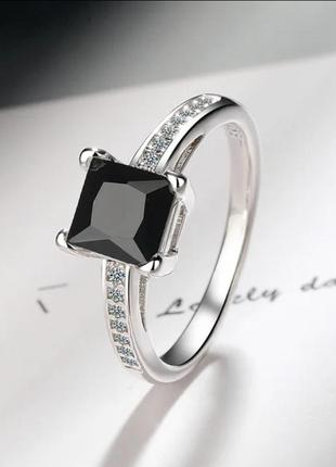 Кільце перстень срібло чорний агат стильна новинка кольцо1 фото