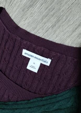 Мужское свитер / amazon essentials / кофта / зелёный бордовый свитер / мужская одежда / чоловічий одяг /4 фото